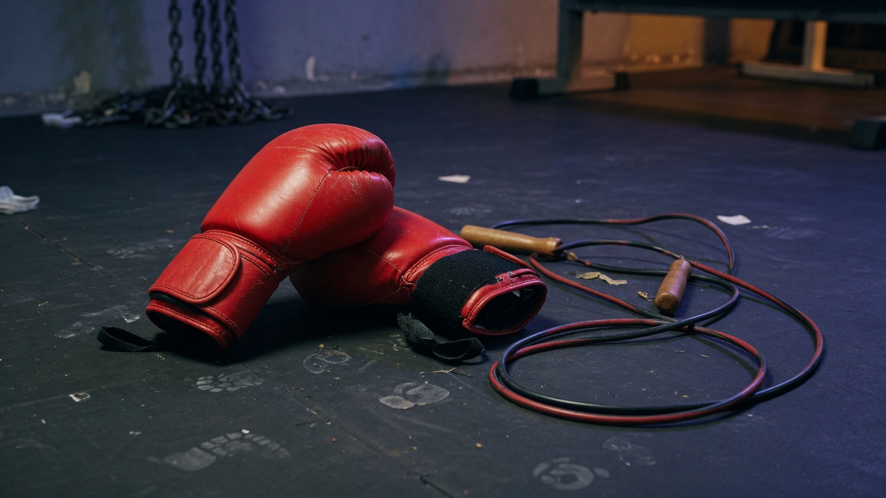 Boxing gloves and jump rope